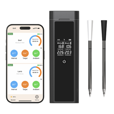 Good price IP67 防水 スマート 無線 肉 温度計 電話 APP 制御 液晶 スクリーン 双 探査 温度計 オンライン